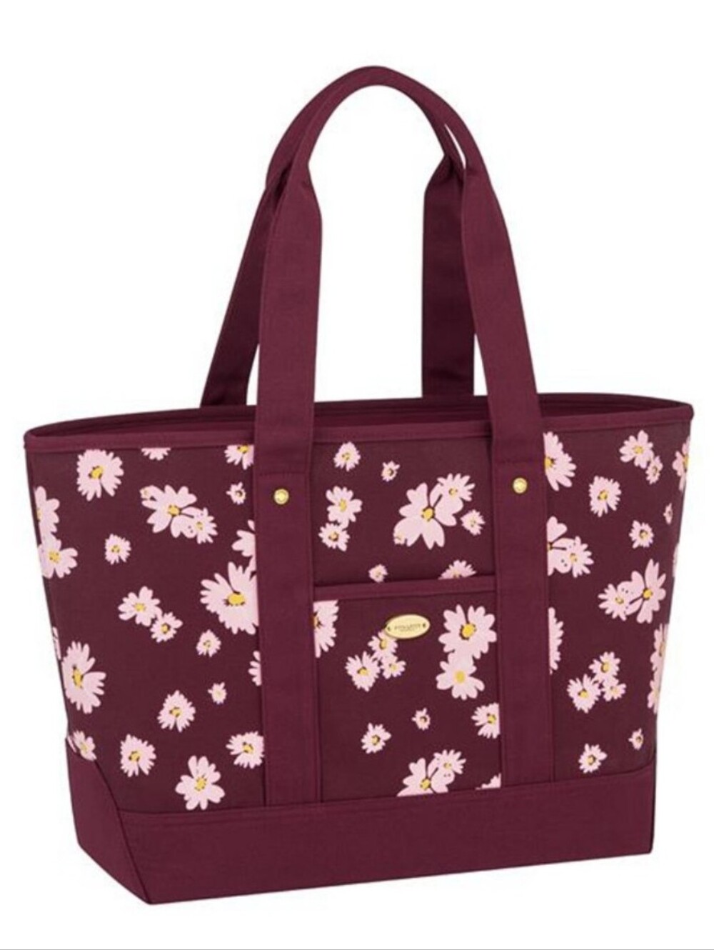 Coach fragrance Floral Tote Bag in Burgundy with Pink Blossoms NEW